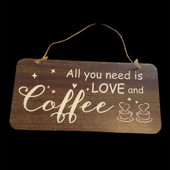 All You Need is LOVE and Coffee Bar Love is Brewing 2 Sided Sign 6 x 12" Rustic - Picture 2 of 2